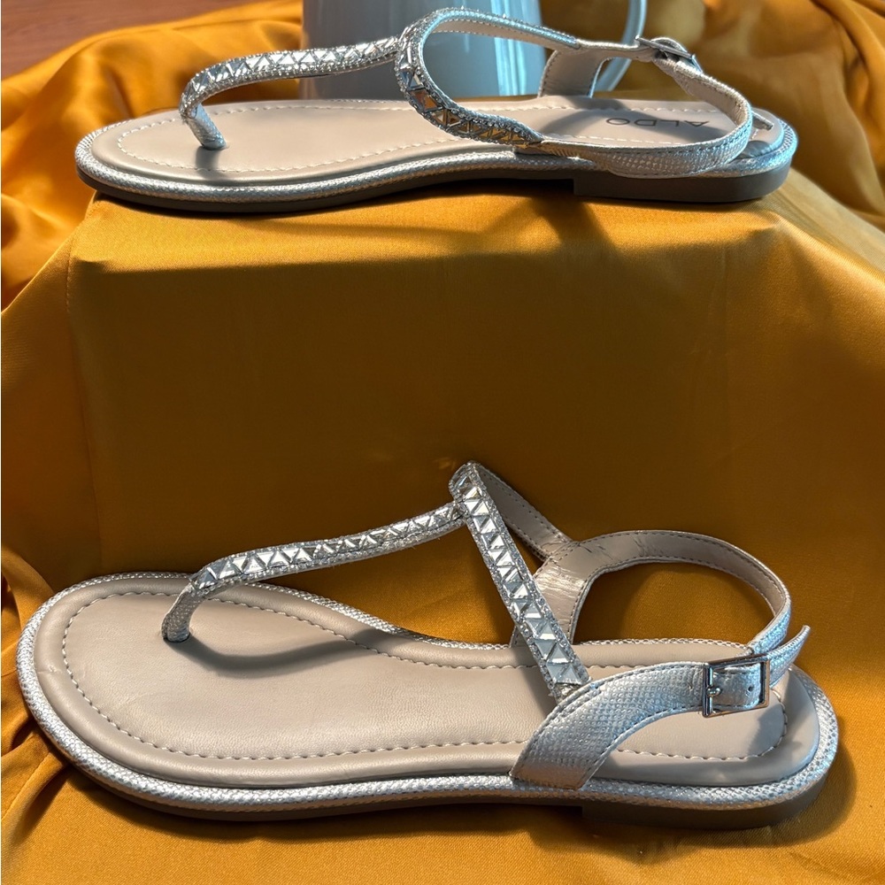 Aldo Metallic Silver Women's Sandals